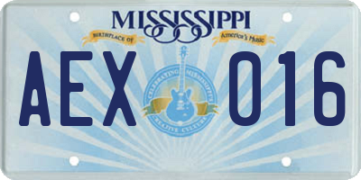 MS license plate AEX016