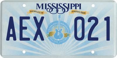 MS license plate AEX021