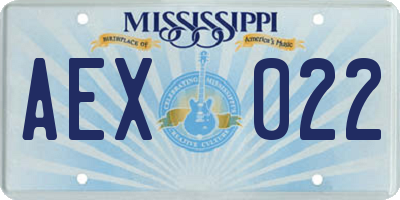 MS license plate AEX022