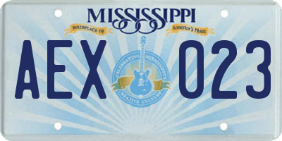 MS license plate AEX023