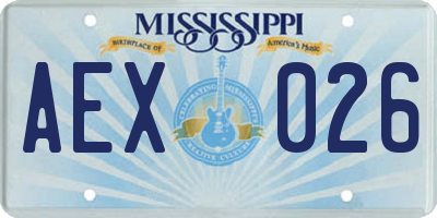 MS license plate AEX026