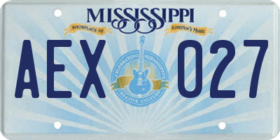 MS license plate AEX027
