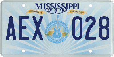 MS license plate AEX028