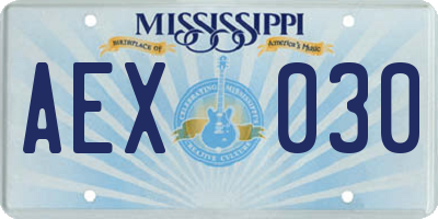 MS license plate AEX030