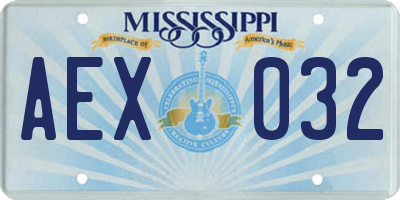 MS license plate AEX032