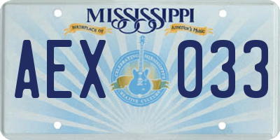 MS license plate AEX033
