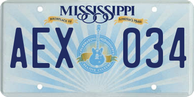 MS license plate AEX034