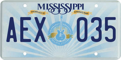 MS license plate AEX035