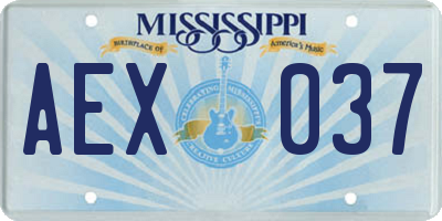 MS license plate AEX037