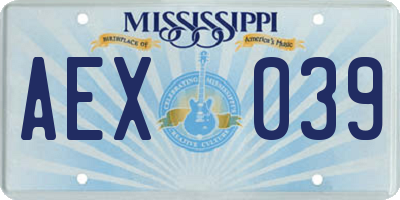 MS license plate AEX039