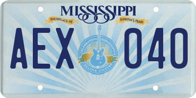 MS license plate AEX040