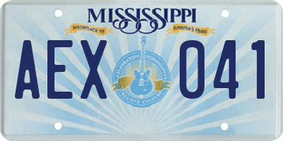 MS license plate AEX041