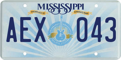 MS license plate AEX043