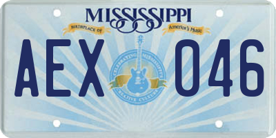 MS license plate AEX046