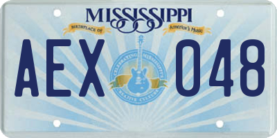 MS license plate AEX048