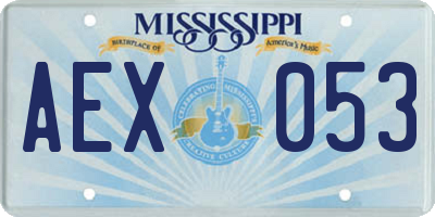 MS license plate AEX053