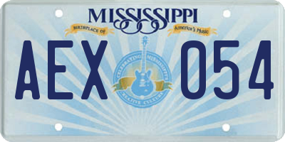 MS license plate AEX054