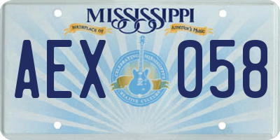MS license plate AEX058