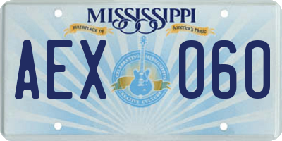 MS license plate AEX060