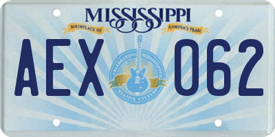 MS license plate AEX062