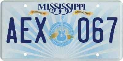 MS license plate AEX067
