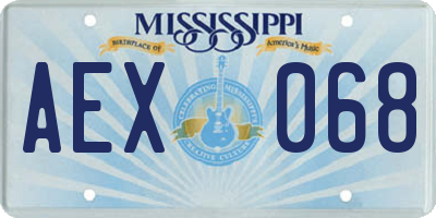 MS license plate AEX068