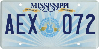 MS license plate AEX072