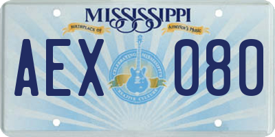 MS license plate AEX080