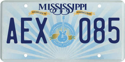 MS license plate AEX085