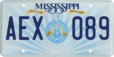MS license plate AEX089