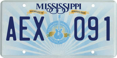 MS license plate AEX091