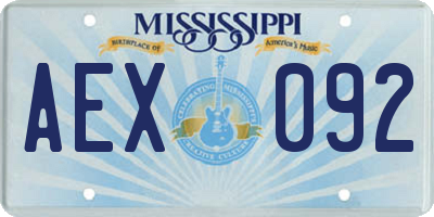 MS license plate AEX092