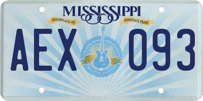 MS license plate AEX093