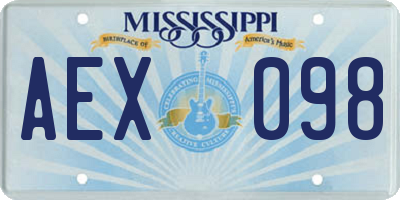 MS license plate AEX098
