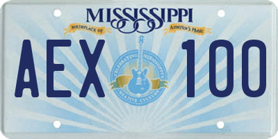 MS license plate AEX100