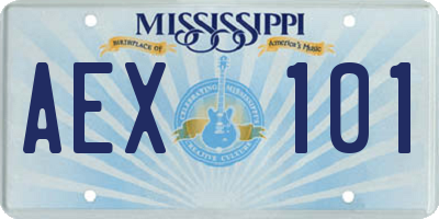 MS license plate AEX101