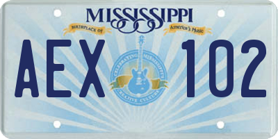 MS license plate AEX102