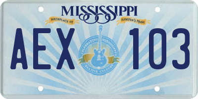 MS license plate AEX103