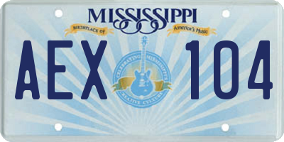 MS license plate AEX104