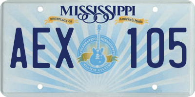 MS license plate AEX105