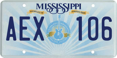 MS license plate AEX106