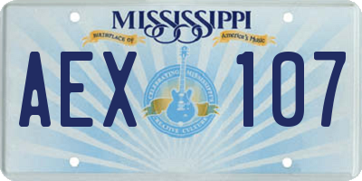 MS license plate AEX107
