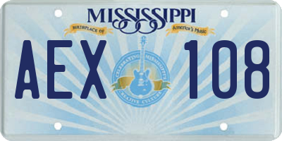 MS license plate AEX108