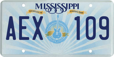 MS license plate AEX109