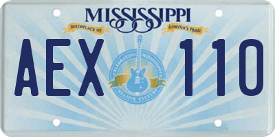MS license plate AEX110