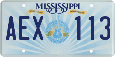 MS license plate AEX113