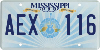 MS license plate AEX116