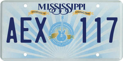 MS license plate AEX117