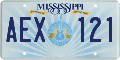 MS license plate AEX121