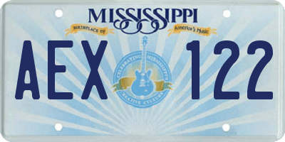 MS license plate AEX122